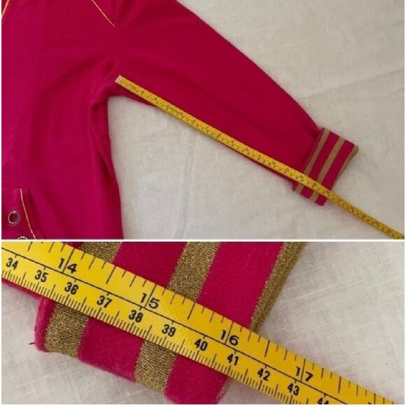 Quacker Factory Pink Zip-Up Jacket With Gold Accents Large Long Sleeves - Picture 11 of 14